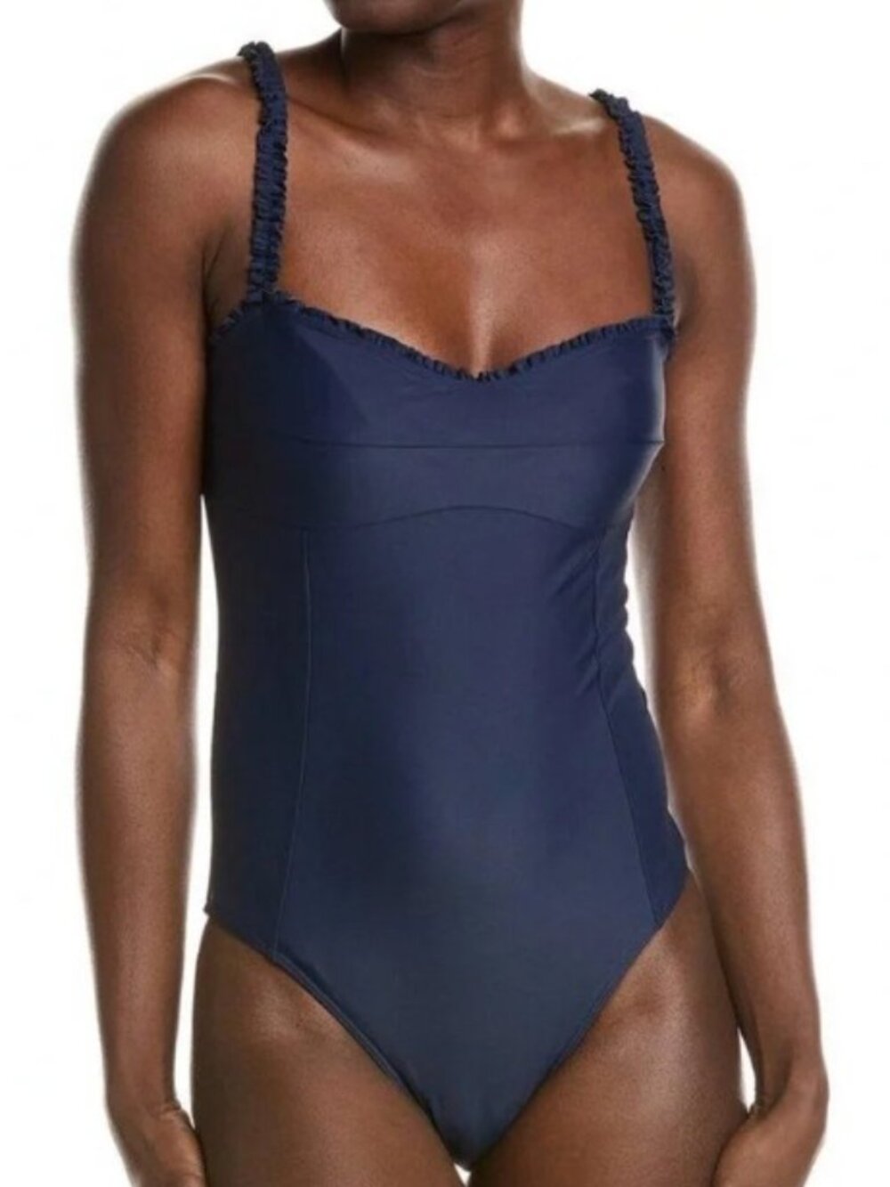 Summersalt Brand Women's 10 NWT Navy Mini Ruffle Sweetheart One Piece Swimsuit